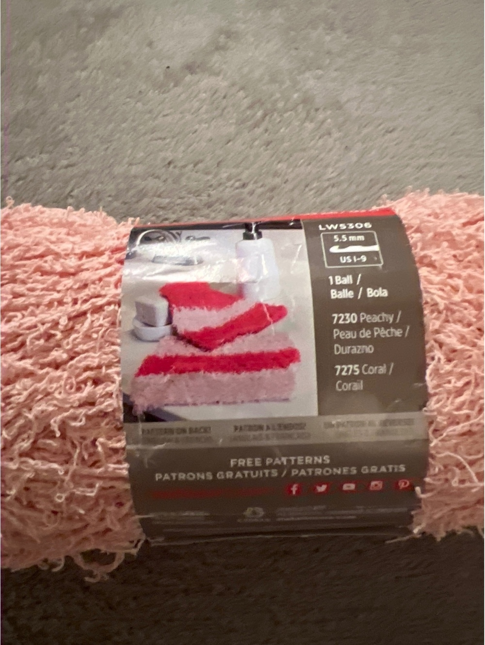 Red Heart Scrubby Cotton Yarn Peachy Color 1 Ball